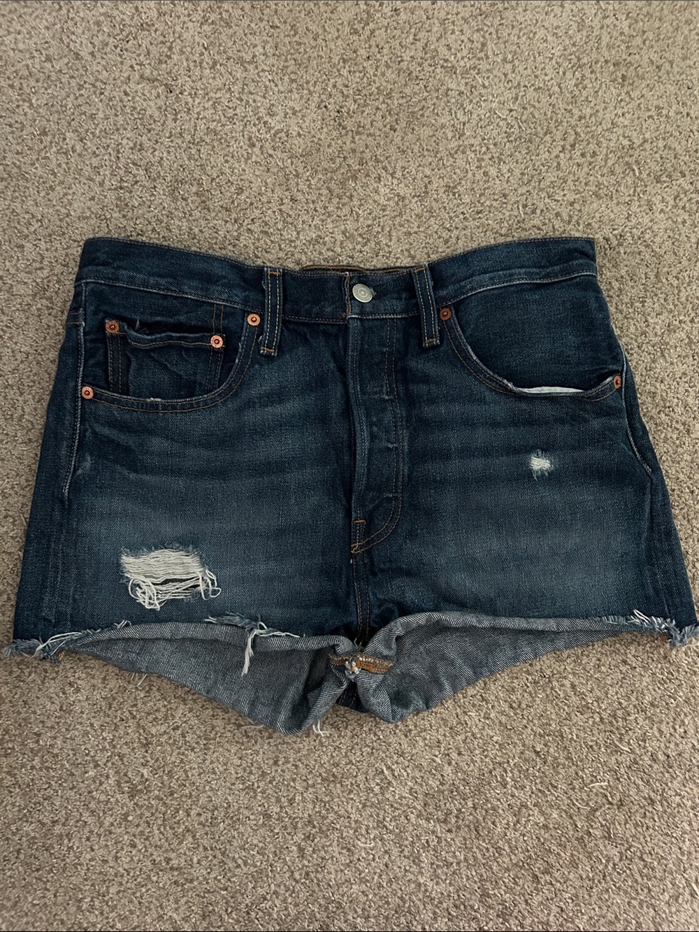 LEVI 501 Dark Blue Jean Shorts Sz 30